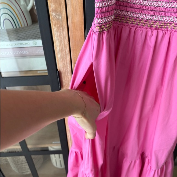 Strut & Bolt smocked maxi dress tiered ruffles flutter embroidered stitching nap - Picture 7 of 9